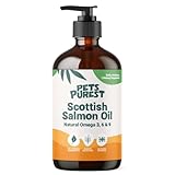 Pets Purest Aceite de salmón escocés Puro Premium Food 100% Natural 500ml. Suplemento Omega 3, 6 y 9 para Perros, Gatos y Mascotas. Promueve la Salud del Piel, Las articulaciones y el Cerebro