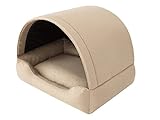PillowPrim Cama para perros, casa de tela, cueva para gatos, caseta para perros, canasta para perros, tumbona para dormir, muebles para animales, sofá para perros, beige, XL: 82 x 58 cm