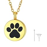 FindChic Collar para Cenizas Humanas Oro Colgante Huella Mascota Urnas para Cenizas Mascotas Perro