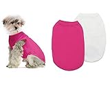 YAODHAOD Ropa de Perro de algodón de Color sólido Camisetas para Perros, Camisetas de algodón Suaves y Transpirables, Ropa para Perros pequeños, medianos, Gatos, 2 Piezas (XL, Blanco + Rosa)