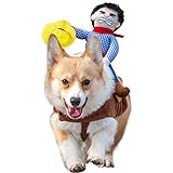 NACOCO Disfraz de perro de jinete de vaquero para perros, ropa de caballero con muñeca y sombrero para disfraz de mascota del día de Halloween (L)