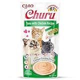 INABA Churu Sticks - Golosinas para Gatos Que se Pueden lamer para Alimentar con la Mano - Delicioso y Saludable refrigerio para Gatos - Atún y Pollo