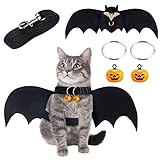 MELLIEX Disfraces para Gatos Halloween Ropa Alas de Murciélago para Gatos con Campana de Calabaza y Correa para Mascotas para Perros Pequeños, Gatos