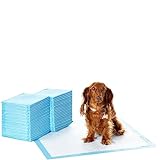 Amazon Basics Almohadillas de adiestramiento de perros y cachorros, muy resistentes, a prueba de fugas con superficie de secado rápido, regular, 50 unidades, Azul & Blanco