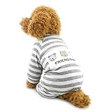 Zunea Stripe Pijamas para Perros pequeños Cotton Puppy Jumpsuit Sweatshirts Acogedores Trajes Soft Leisure otoño Mascotas Cat Doggy Apparel Gris M