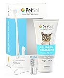 PetSol Kit de Cuidado Dental para Perros (Mejora la higiene bucal previene la Enfermedad de Las encías y la Placa) Kit Dental para Gatos