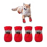Botas de nieve para perro JieGuanG transpirables antideslizantes al aire libre medianos y grandes negro 4 unidades para perros pequeños