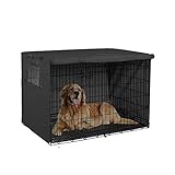 Funda de jaula para perros, cubierta para jaulas de perros, duradera, resistente al agua, resistente al viento, cubierta con doble puerta, para interior y exterior (negro S)