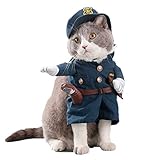 PTN Disfraz de Policía para Mascotas, Bonita Ropa para Mascotas, Divertido Disfraz de Cosplay, Genial Atuendo de Policía con Sombrero de Gato y Perro (Menos de 15 kg)