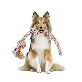 Nobleza - Cuerda de Juguete para Perros 100% algodón, beneficiosa para la Salud Mental del Perro, la Salud Dental y la Limpieza de los Dientes, Tipo de Perros, Beige y marrón
