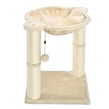 Amazon Basics - Torre en árbol con cerramiento, hamaca, cama y poste rascador para gatos, 40,6x50,8x40,6 cm, beige