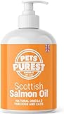 Pets Purest Aceite de salmón escocés puro Premium Food 100% Natural 500ml. Suplemento Omega 3, 6 y 9 para perros, gatos y mascotas. Promueve la salud del piel, las articulaciones y el cerebro