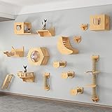 QJM Estante para Gatos Montado En La Pared - Estantes De Pared Gatos para Gatos con Plataformas Y Postes Rascadores De Sisal Centro De Actividades De Escalada