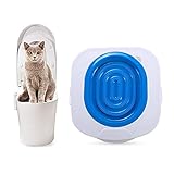 KOBWA - Kit de Entrenamiento de Inodoro Profesional para Gatos, el Mejor Asiento de Entrenamiento para Mascotas, Kit de Sistema de Tren para Orinal con guía de Entrenamiento Paso a Paso (Azul)