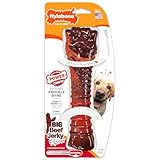 Nylabone Juguete Masticable En Forma de Hueso para la Higiene Dental de Perros con Mordida Agresiva, Hueso con Textura, Sabor A Jerky de Ternera, para Perros Adultos de Más de 23 Kilos