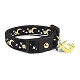 waaag Collar para Mascotas, diseño de Lunas, Estrellas y Gatos, Collar para Gato, Brilla en la Oscuridad