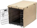 X-ZONE PET Cubierta de jaula de perro de doble puerta, cubierta de perrera de poliéster para mascotas (se adapta a cajas de alambre de 24 30 36 42 de 48 pulgadas) (24 pulgadas, bronceado)