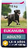 Eukanuba Alimento seco para perros adultos activos de raza grande, rico en pollo fresco 15 kg
