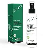 PETUCHI Spray Repelente de Insectos para Perros y Cachorros; Hipoalergénico, 100% Natural con Aceites de Árbol de Té y Neem; 150ml