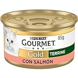 Gourmet Purina Gold Terrine, Comida Húmeda para Gato con Salmón , 24 latas de 85g