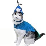 Bro'Bear - Disfraz de pavo real con sombrero para perros pequeños y gatos, color azul