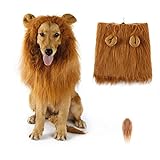 SUNREEK Dog Lion Mane, Lion Mane Wig Costumes for Medium to Large Sized Dog with Ears & Tail, Fancy Lion Hair for Halloween Costume Holiday Photo Shoots Party Festival Occasion