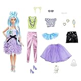 Barbie Extra Deluxe Muñeca articulada con pelo azul y 30 looks con ropa para muñecas, accesorios de juguete y mascota (Mattel GYJ69)