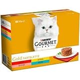 Purina Gourmet Gold Tartalette, Comida Húmeda para Gato Pack Surtido, 12 latas de 85g