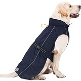 Pro Plums Chubasquero ajustable ligero chaqueta con correas reflectantes hebilla y agujero del arnés el mejor regalo para perro grande mediano pequeño (XL, azul marino)