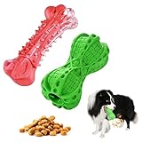 Zoybis Juguete para Perros para Masticador Agresivo, Grande, Mediano, Casi Indestructible, súper masticable, Juguete de cumpleaños para Perros, Duradero, Goma Natural (Verde y Rojo)