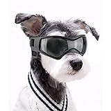 NAMSAN Gafas de Sol para Perros Protección para Los Ojos Anti-Ultravioleta Correa Elástica Ajustable Gafas para Perros - Negro