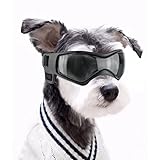 NAMSAN Gafas de Sol para Perros Protección para Los Ojos Anti-Ultravioleta Correa Elástica Ajustable Gafas para Perros - Negro