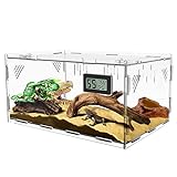 Terrario Reptiles, con higrómetro de Temperatura, 11.8 x 7.9 x 5.9 Pulgadas, Caja de cría de Reptiles, Tanque de Jaula de terrario para Insectos pequeños Reptiles, Oficina en casa