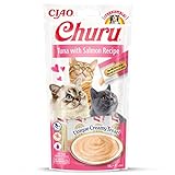 INABA Churu Sticks - Golosinas para Gatos Que se Pueden lamer para Alimentar con la Mano - Delicioso y Saludable refrigerio para Gatos - Atún y Salmón