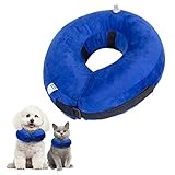 Nobleza - Collar de Recuperación Inflable para Perro Gato, Ajustable Collar Isabelino para Mascotas, Inflable Collar de Protección para Gatos Perros Recuperación de Cirugía o Heridas, Azul (S)