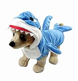 Hermoso disfraz vestido de mandíbulas de tiburón para mascota Mangostyle. Adorable sudadera con capucha tiburón azul, disfraz de mascota para perros y gatos.
