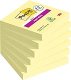 Post-it Super Sticky Notas, Canary Yellow, 76mmx76mm, 90 hojas/bloc, 4 blocs/paquete + 2 GRATIS