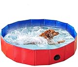 smallrun Piscina Plegable para Perros Gatos Bañera Portátil para Mascotas Plegable PVC Antideslizante y Resistente (80 * 20CM-Rojo)