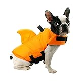 FONLAM Chaleco Salvavidas para Perros Mascotas Chaqueta Chaleco de Seguridad Perro Perrito con Aleta de Tiburón Ropa de Baño (Naranja, Small)