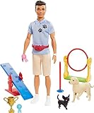 Barbie Ken Entrenador de Perros con Muñeco y Perritos (Mattel GJM34), Multicolor