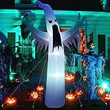 Beinhome Fantasmas inflables de Halloween, decoraciones de Halloween de 12 pies, fantasma blanco de terror al aire libre, decoración de Halloween al aire libre, decoraciones de patio de Halloween para