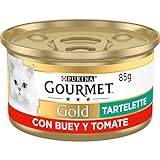 Purina Gourmet Gold Tartalette, Comida Húmeda para Gato con Buey y Tomate, 24 latas de 85g