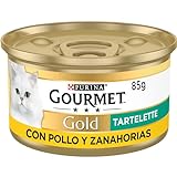 Gourmet Purina Gold Tartalette, Comida Húmeda para Gato con Pollo y Zanahoria, 24 latas de 85g
