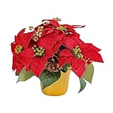 Creative Displays - Planta de Flor de Pascua de Seda Grande, Decoración Navideña, Arreglo Floral Navideño para árbol de Navidad, Florero, Decoración del Hogar(#1)