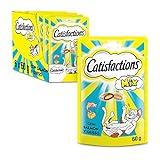 Catisfactions Premios para Gatos, Sabor Mixto de Queso y Salmón (Pack de 6 x 60g)