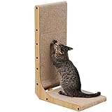 FUKUMARU Rascador para Gatos en Forma de L, 68 cm Rascador de cartón para Gatos con Juguete de Bola para Gatos de Interior, Talla Grande