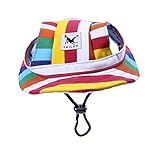 UKCOCO - Sombrero para mascotas, gorro para el sol, sombrero de béisbol, sombrero deportivo, gorro para verano para perros pequeños y medianos – Tamaño M (rayas de colores)