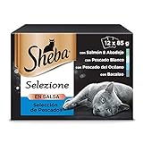 Sheba Selezione Comida Húmeda para Gatos Selección Pescado en Salsa, Multipack (4 cajas x 12 sobres x 85g)