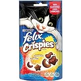 Purina Felix Party Mix Crispies Snacks, golosinas y chuches para gato Buey y Pollo 8 x 45 g
