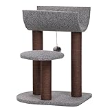 PetPals - Torre de gato para actividad de gato con postes de arañado y bola de juguete, color gris (percha)